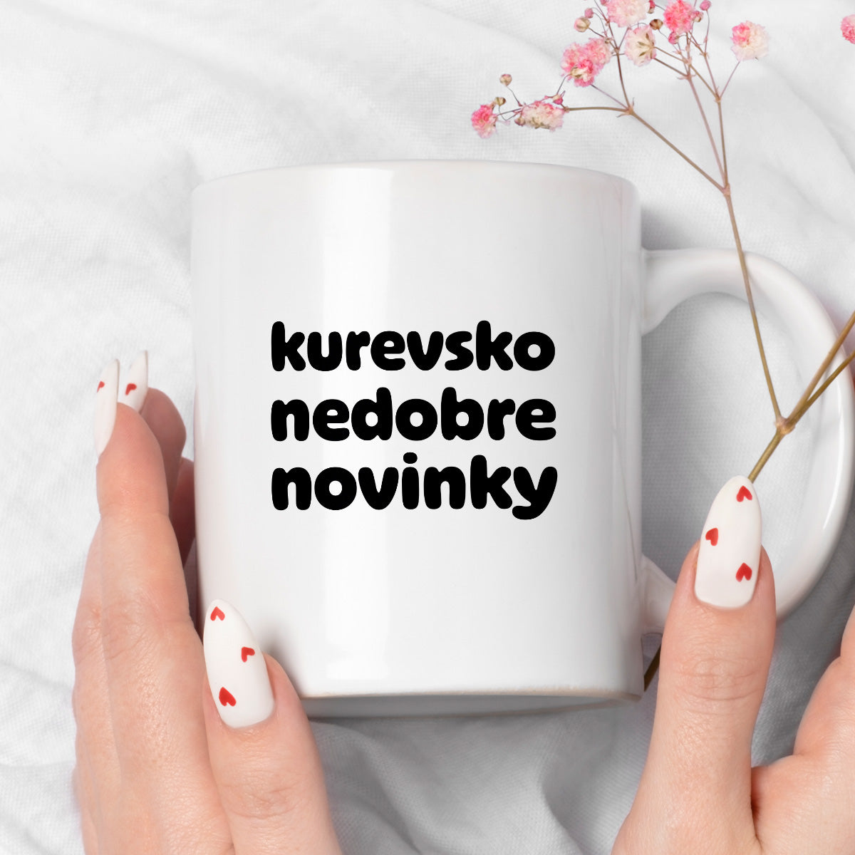 Kubek z nadrukiem - "kurevsko nedobre novinky" v2