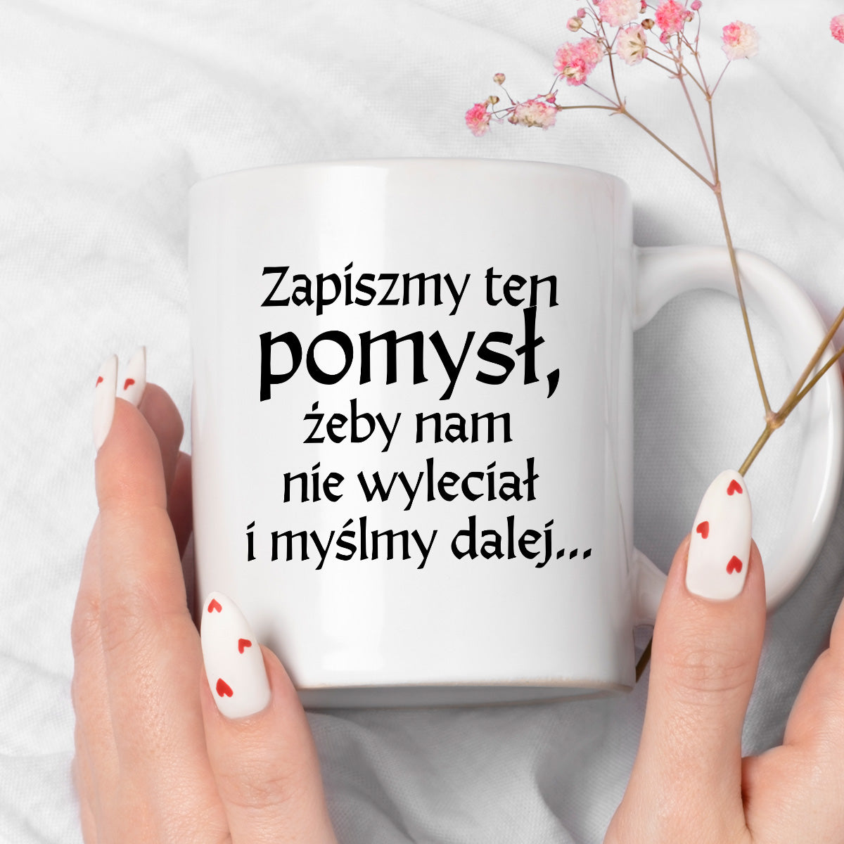 Kubek z nadrukiem "Zapiszmy ten pomysł i myślmy dalej" v2