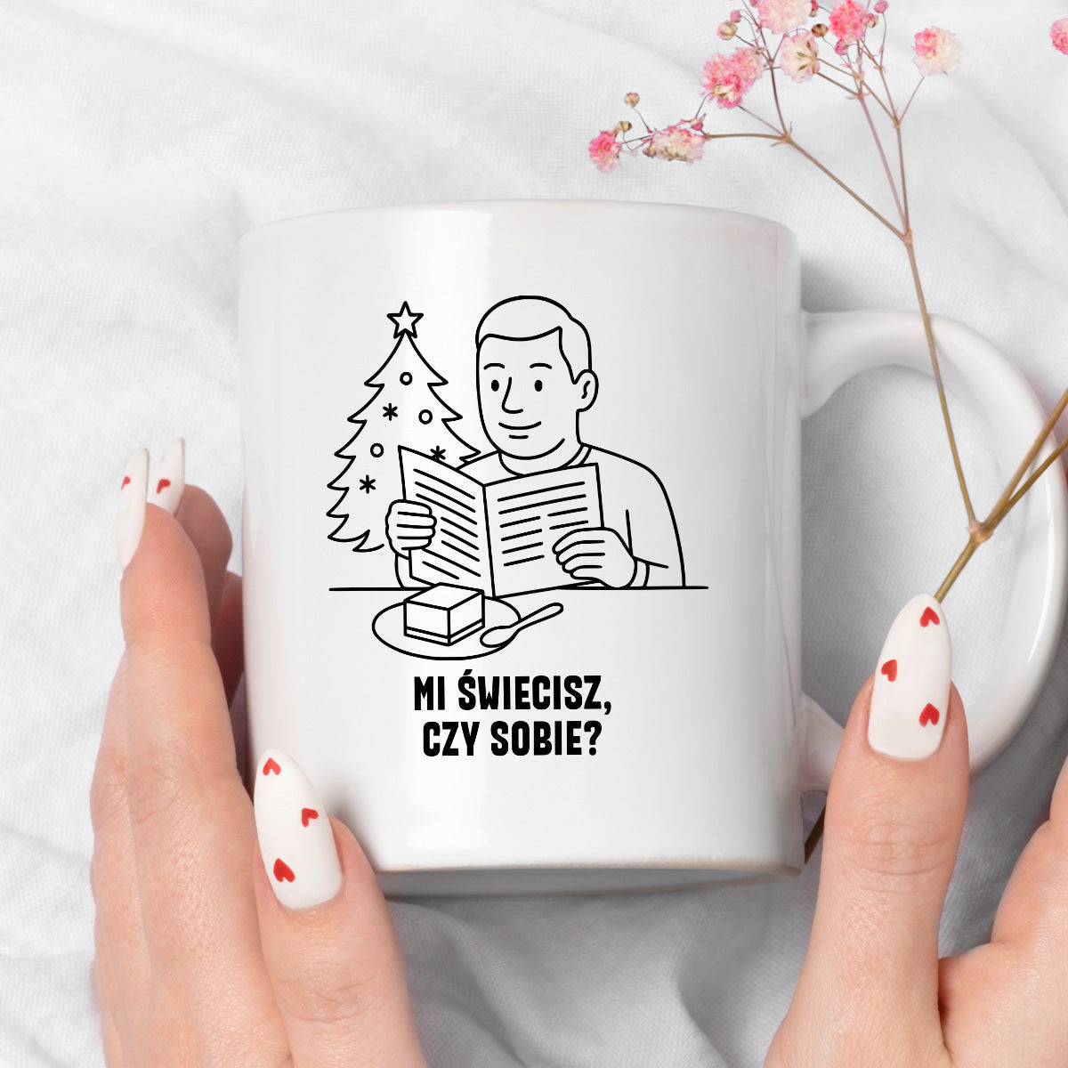 Kubek świąteczny z cytatem TATY - "Mi świecisz, czy sobie?"