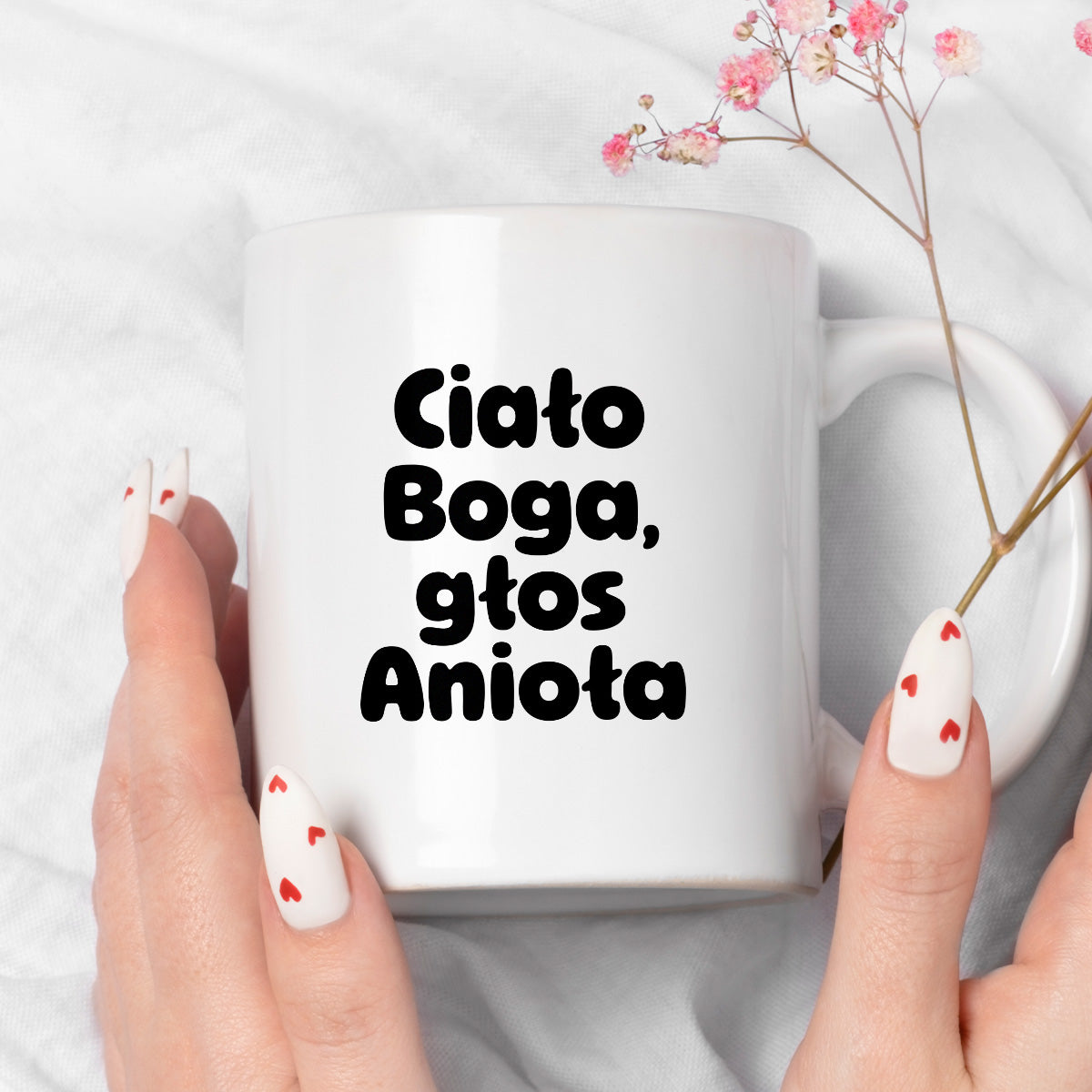 Kubek z nadrukiem "Ciało Boga, głos Anioła"