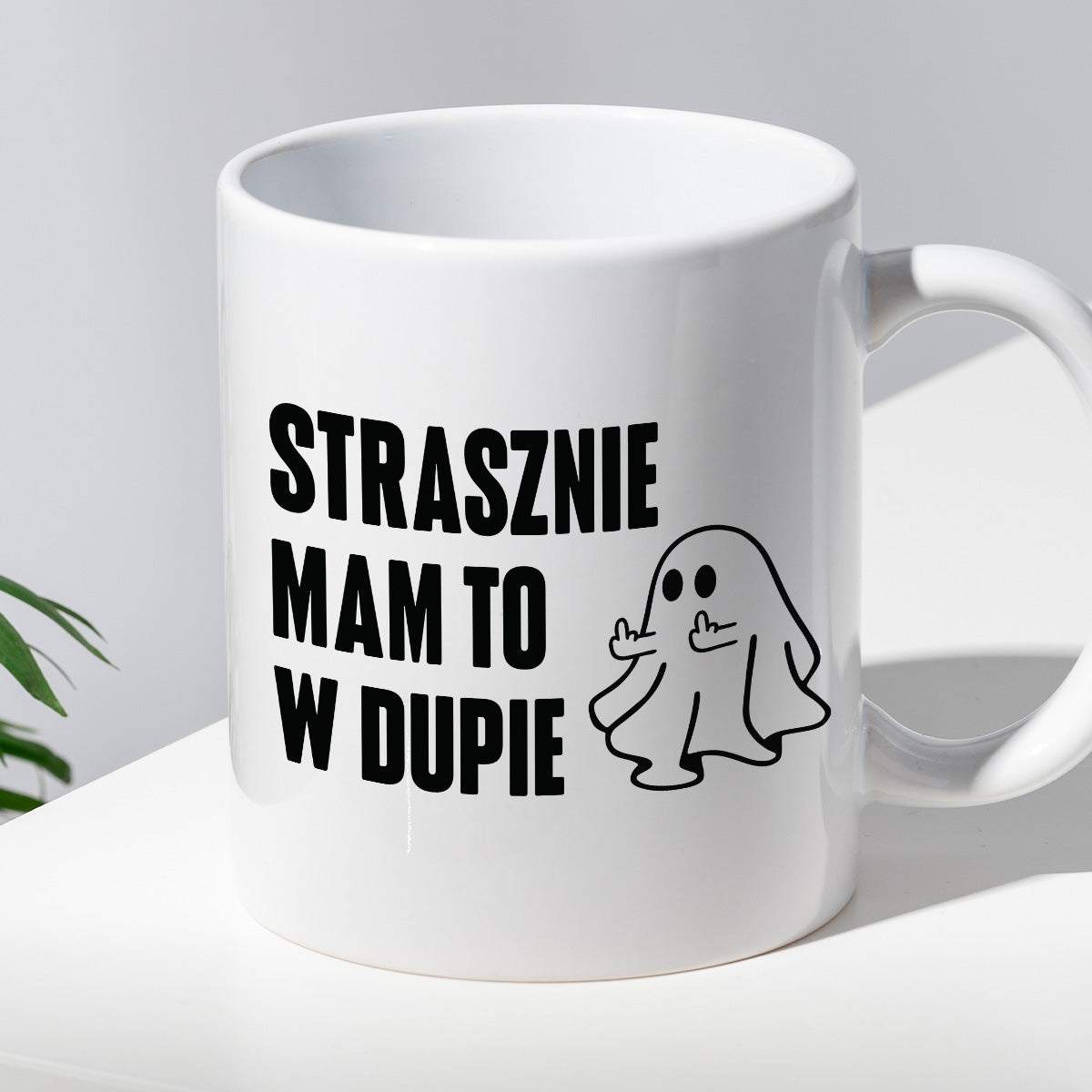 Kubek z nadrukiem "Strasznie mam to w dupie" - Halloween