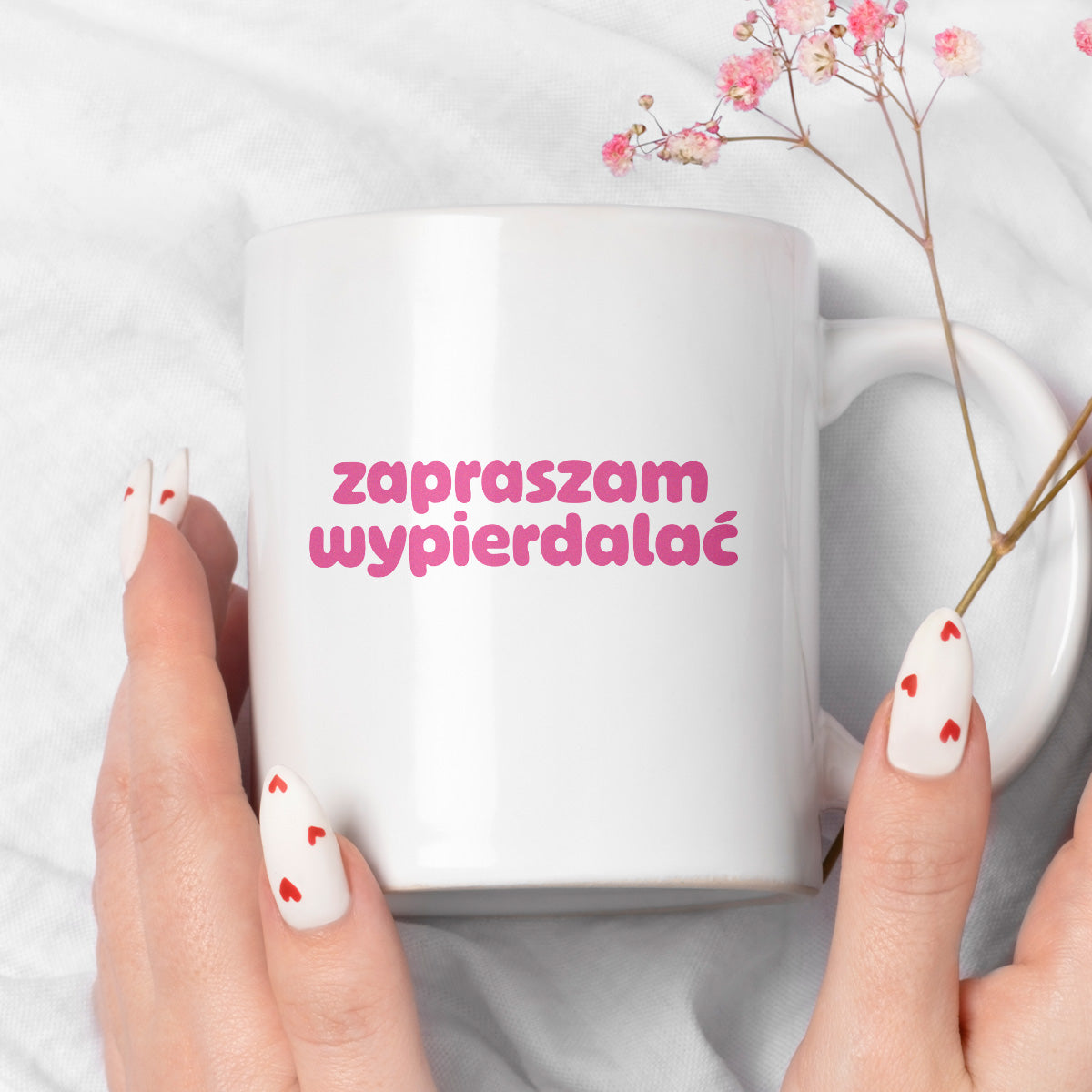 Kubek z nadrukiem "zapraszam wypierdalać" v2