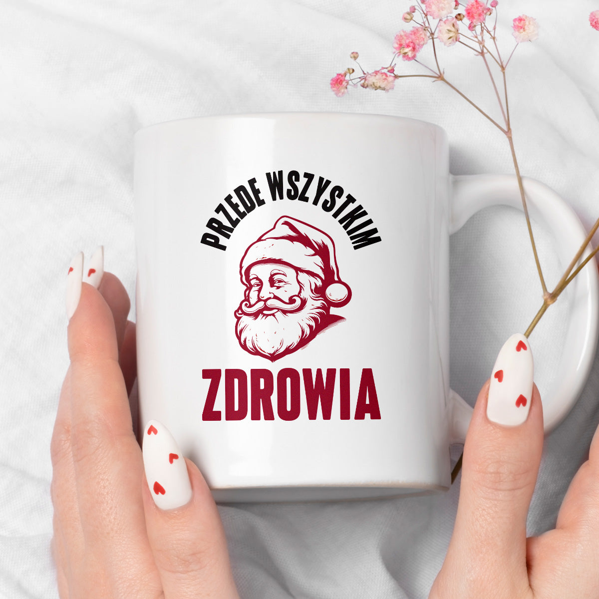 Kubek świąteczny z Mikołajem "Przede wszystkim ZDROWIA"