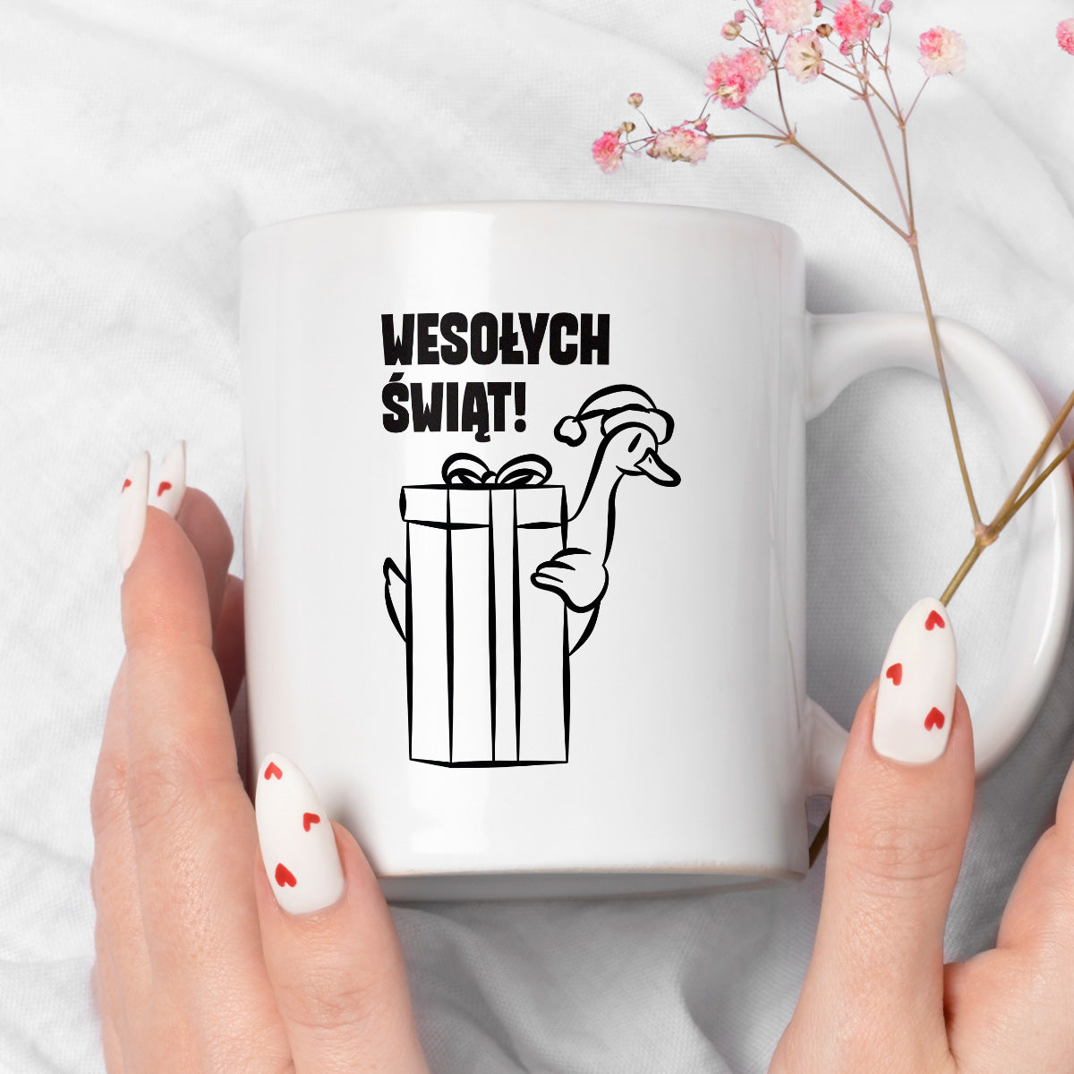 Kubek świąteczny z GĄSKĄ - "WESOŁYCH ŚWIĄT"