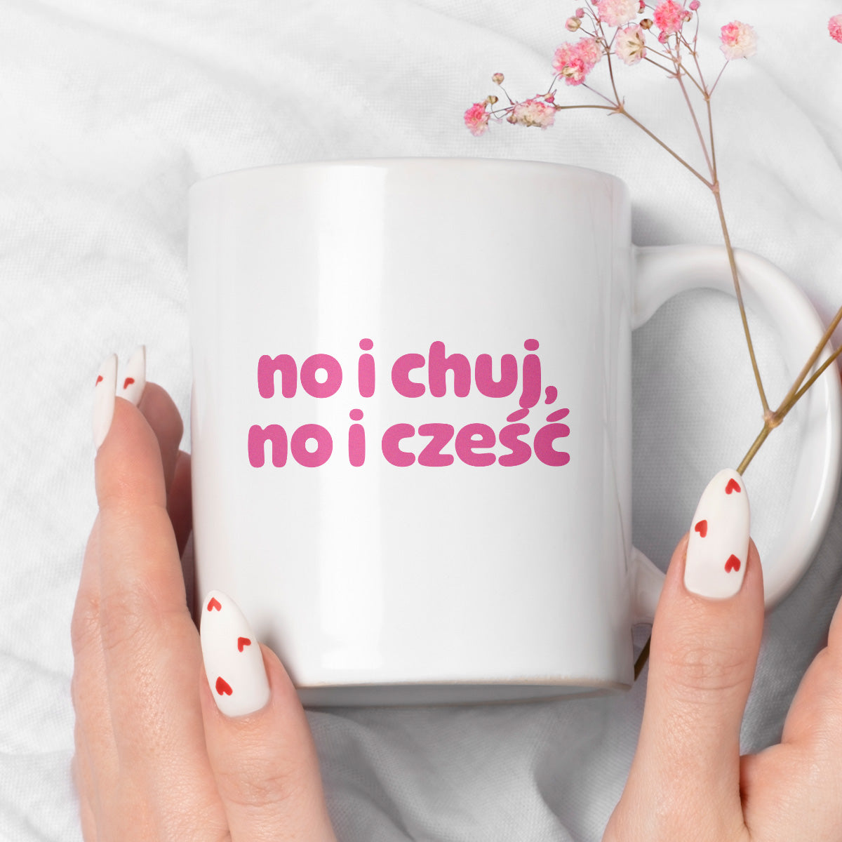 Kubek z nadrukiem "no i chuj no i cześć"