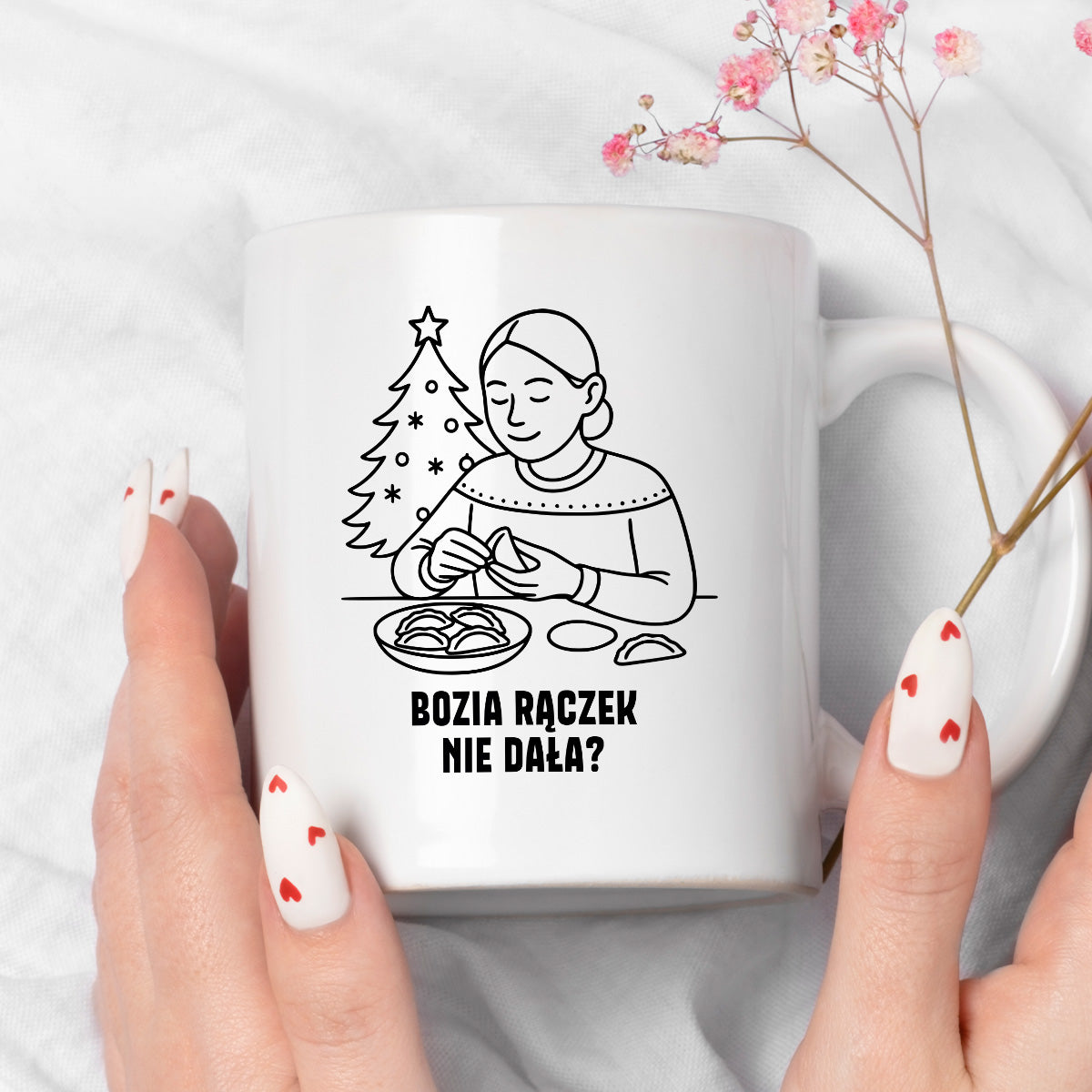 Kubek świąteczny z cytatem MAMY - "Bozia rączek nie dała?"