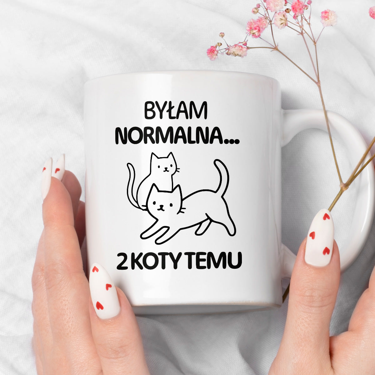 Kubek z nadrukiem "Byłam normalna dwa koty temu..."