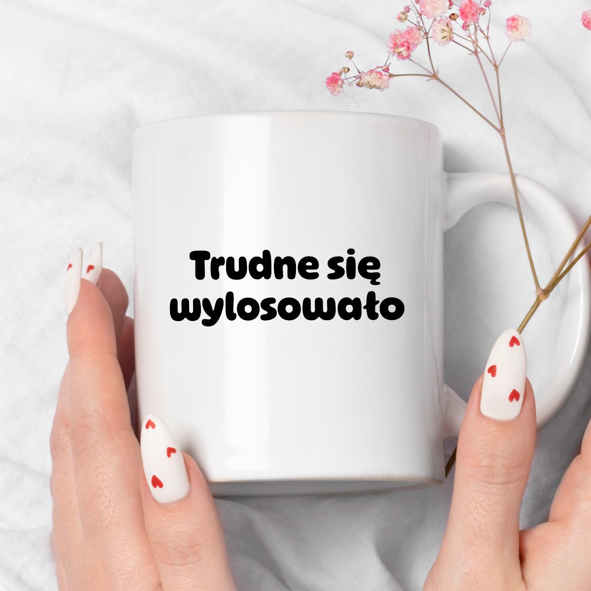 Kubek z nadrukiem "Trudne się wylosowało"