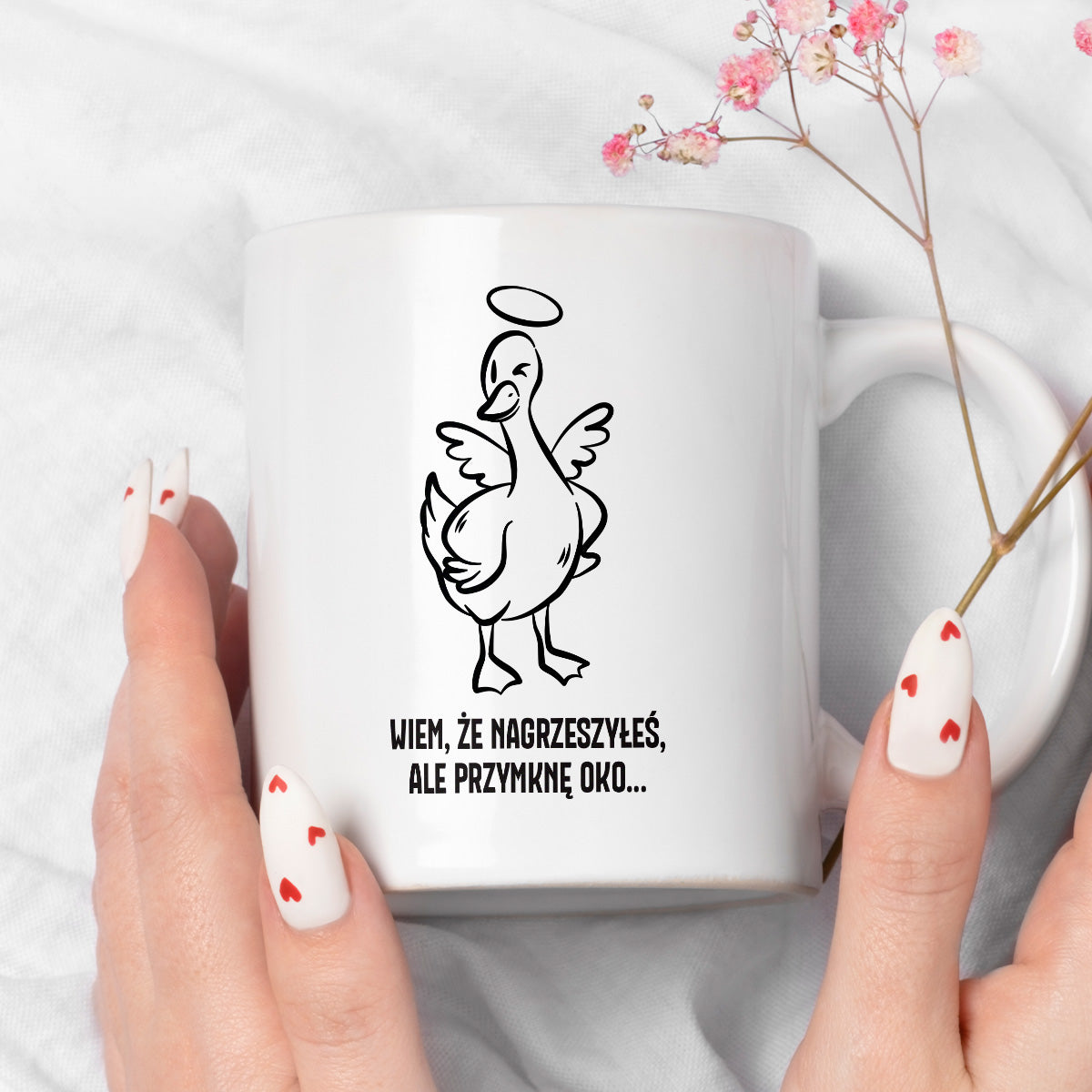 Kubek świąteczny z GĄSKĄ - "WIEM, ŻE NAGRZESZYŁEŚ, ALE PRZYMKNĘ OKO..."
