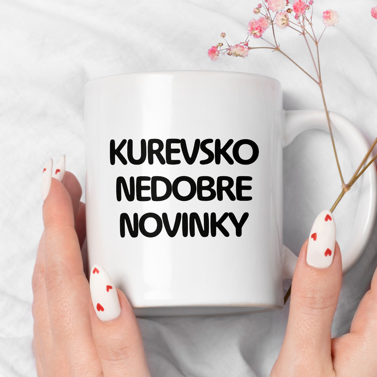 Kubek z nadrukiem - "kurevsko nedobre novinky"
