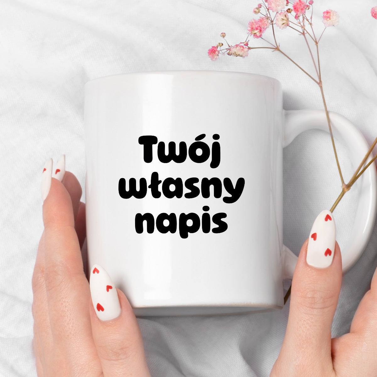 Kubek spersonalizowany z własnym napisem III - CZARNY NAPIS