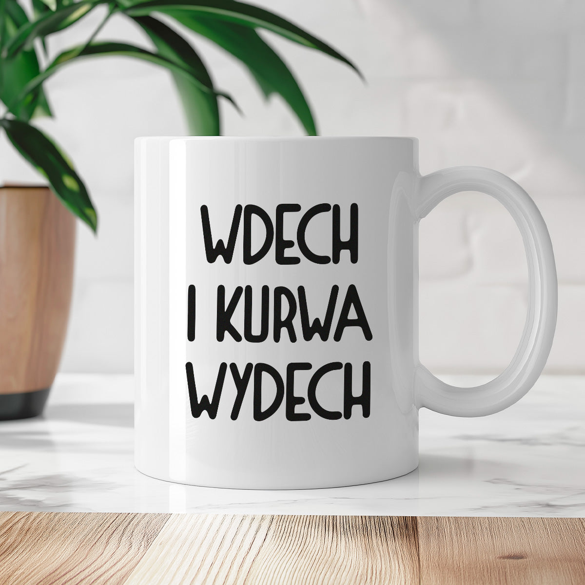 Kubek z nadrukiem "Wdech i kurwa wydech"