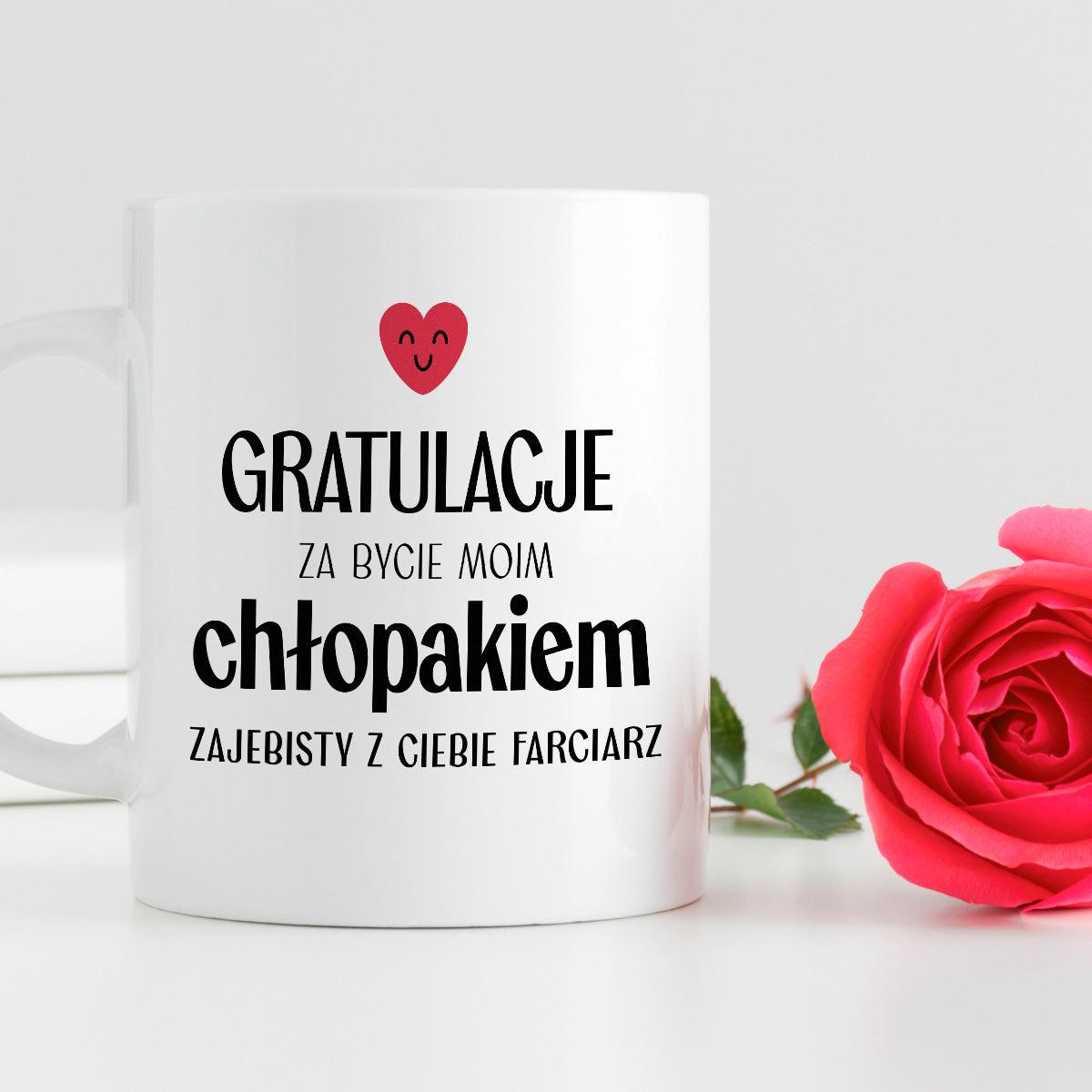 Kubek z nadrukiem "Gratulacje za bycie moim chłopakiem - zajebisty z C
