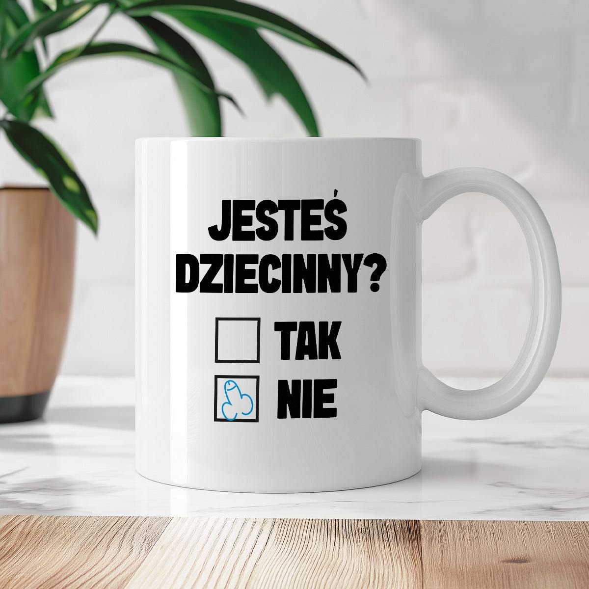 Kubek z nadrukiem "Jesteś dziecinny?"