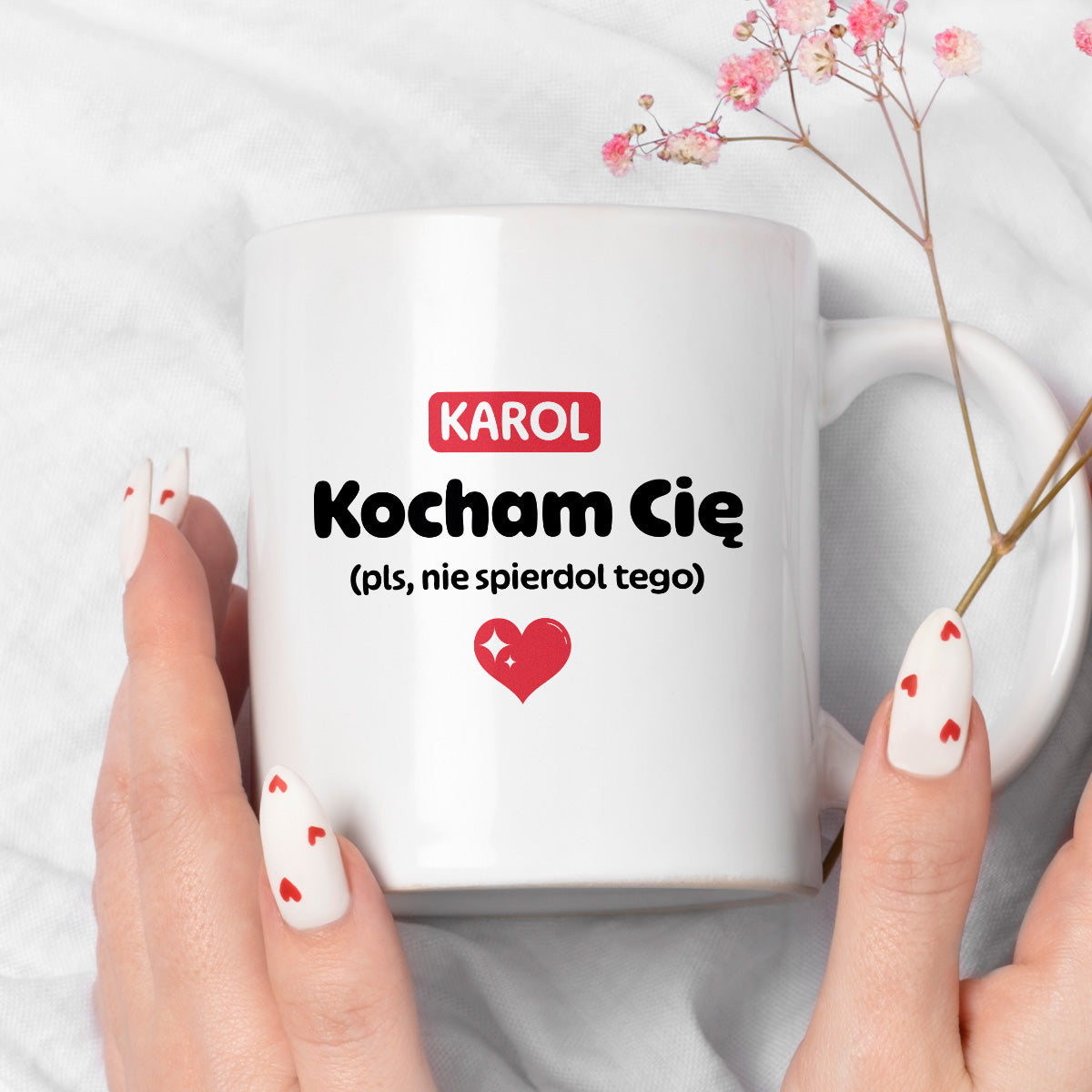 Kubek spersonalizowany z IMIENIEM "Kocham Cię (pls, nie spierdol tego)" II