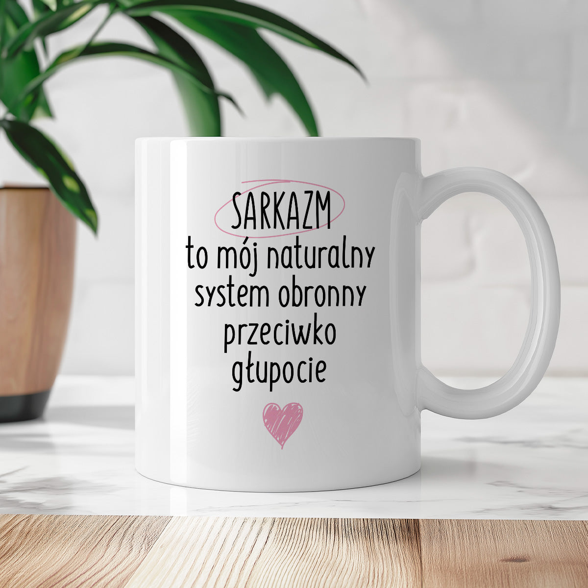 Kubek z nadrukiem "SARKAZM to mój naturalny system obronny przeciwko głupocie"