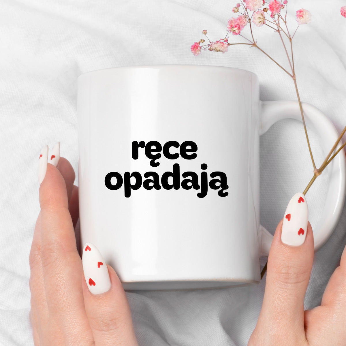 Kubek z nadrukiem - "ręce opadają"