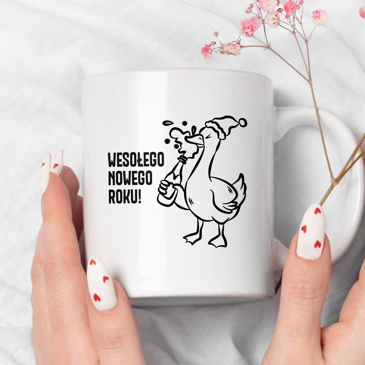 Kubek świąteczny z GĄSKĄ - "WESOŁEGO NOWEGO ROKU"