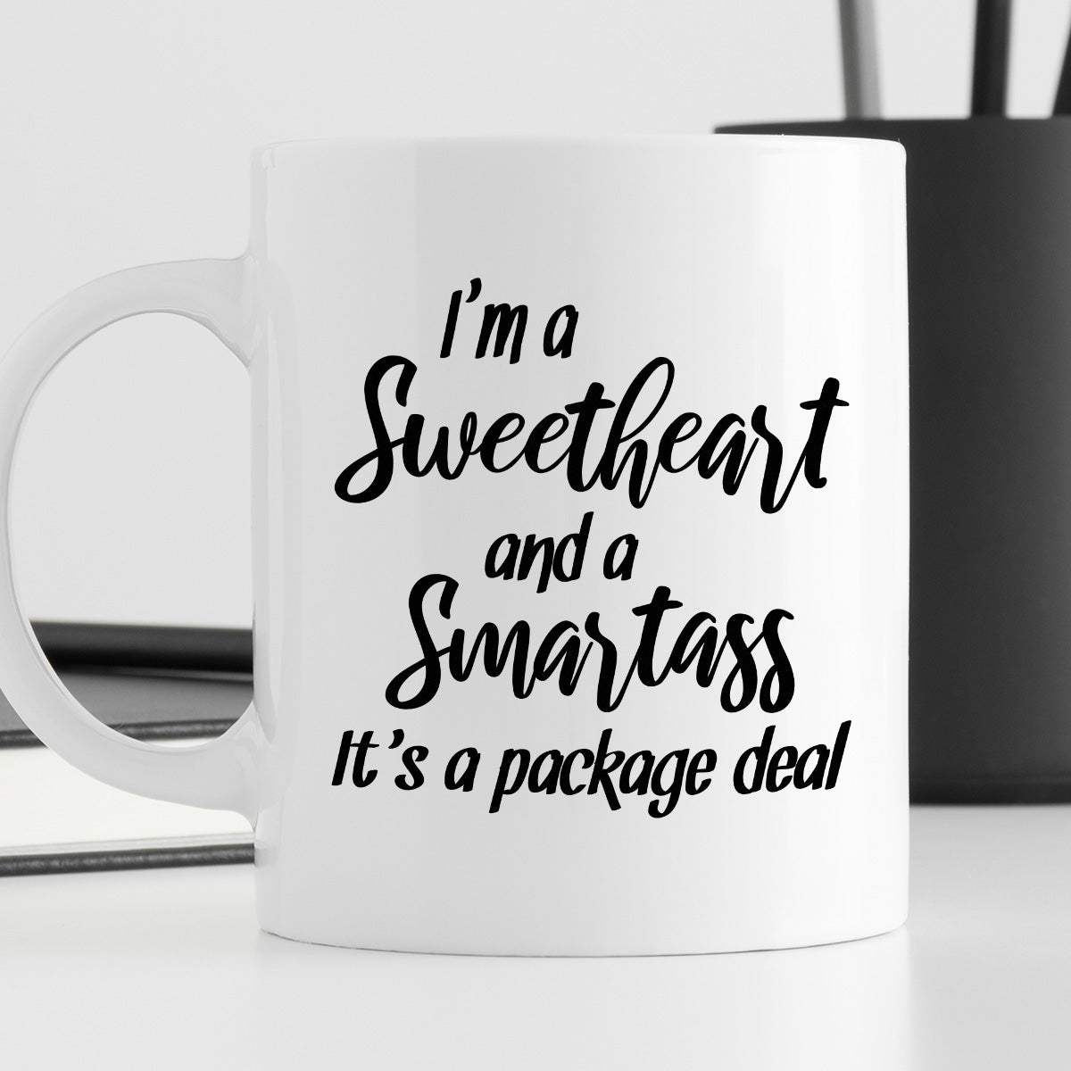 Kubek z nadrukiem "I’m a Sweetheart and a Smartass. It’s a package dea