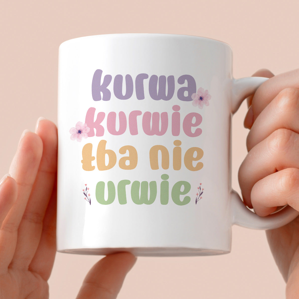 Kubek z nadrukiem "Kurwa kurwie łba nie urwie"