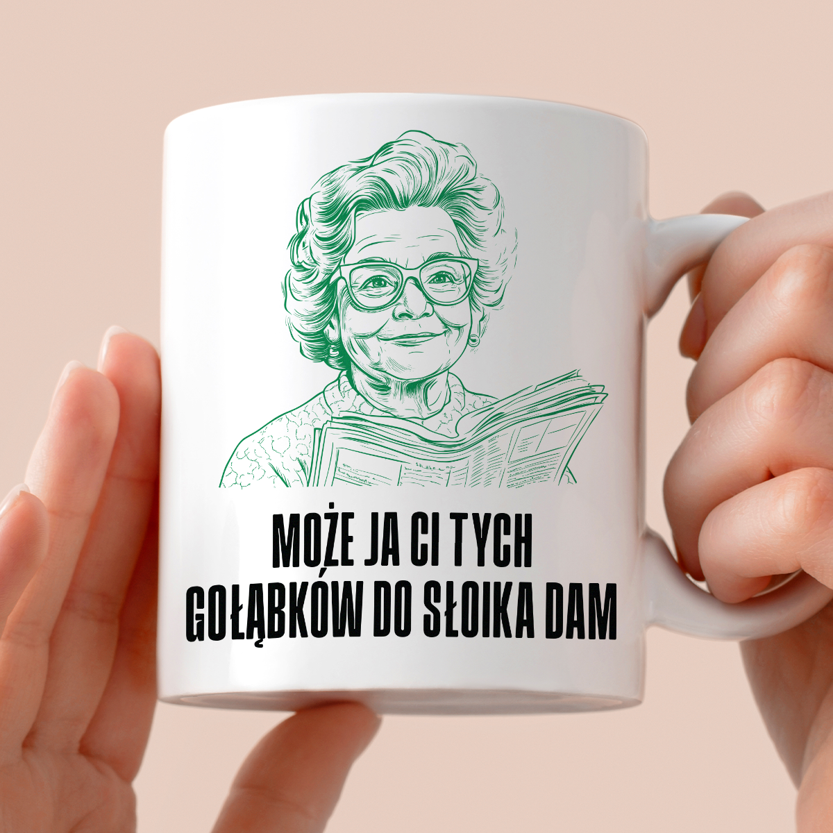 Kubek z cytatem Babci "Może ja Ci tych gołąbków do słoika dam"