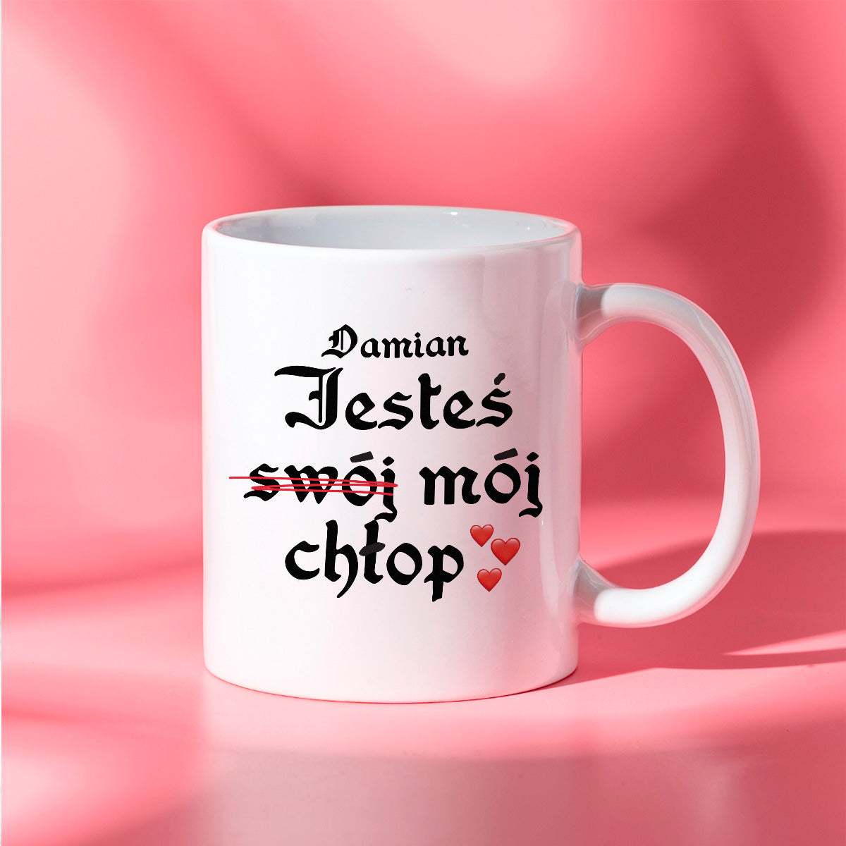 Kubek spersonalizowany z nadrukiem "Jesteś (swój) mój chłop <3"