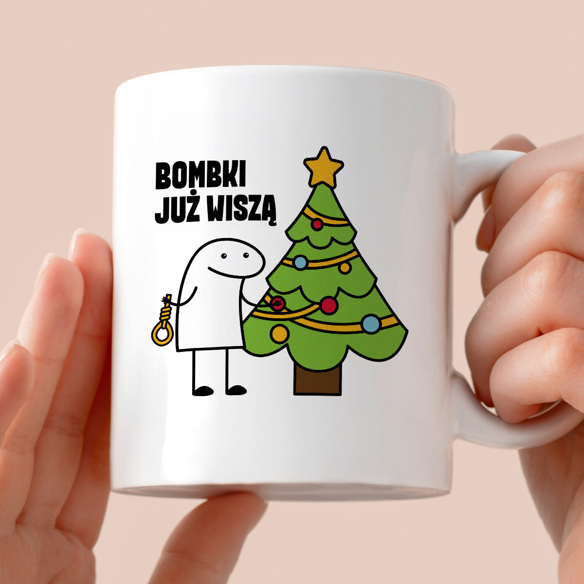Kubek świąteczny mem "Bombki już wiszą"