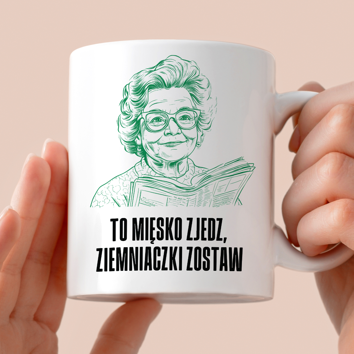 Kubek z cytatem Babci "To mięsko zjedz, ziemniaczki zostaw"