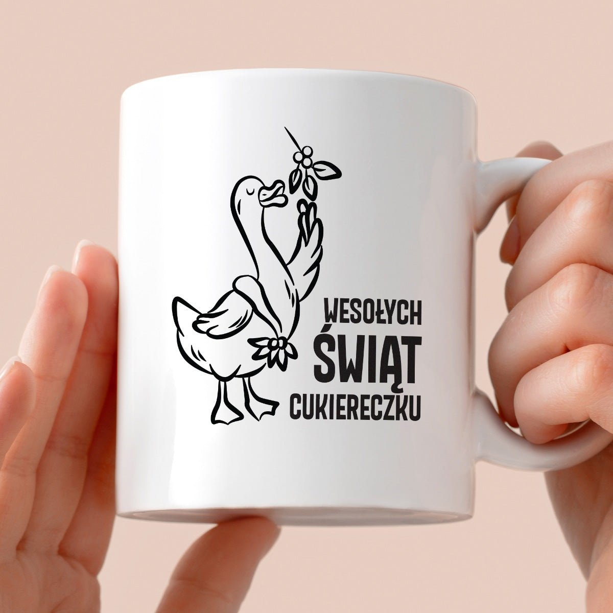 Kubek świąteczny z GĄSKĄ - "WESOŁYCH ŚWIĄT CUKIERECZKU"