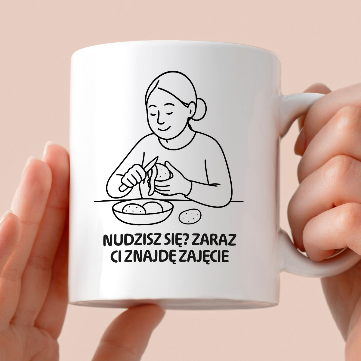 Kubek z nadrukiem "Nudzisz się? Zaraz Ci znajdę zajęcie" - Cytaty MAMY - DZIEŃ MAMY