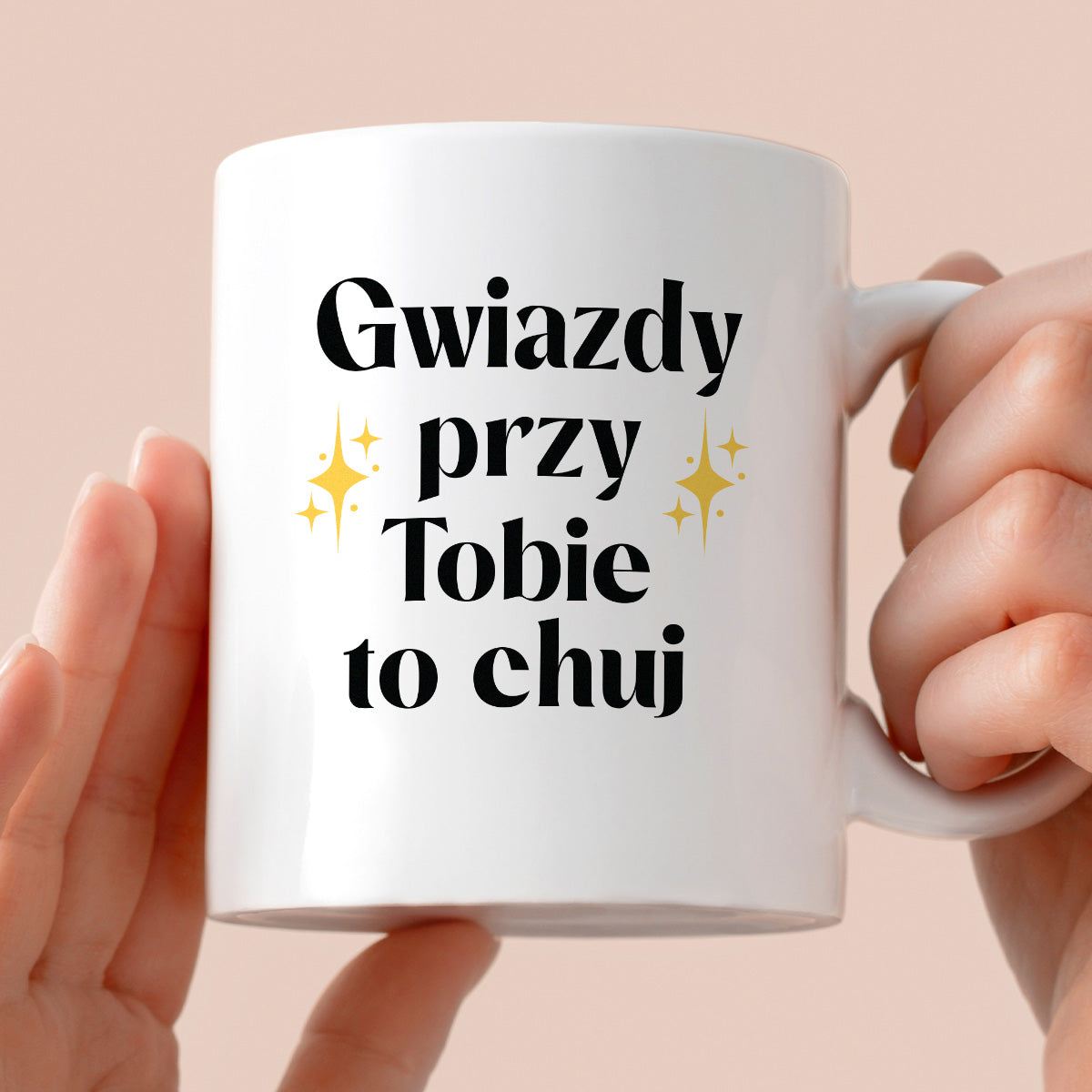 Kubek z nadrukiem "Gwiazdy przy Tobie to chuj"