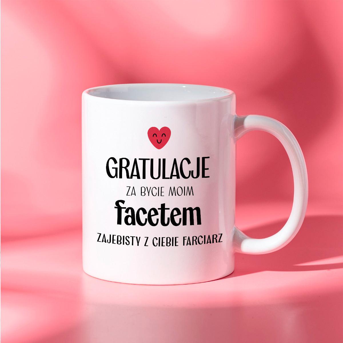 Kubek z nadrukiem "Gratulacje za bycie moim facetem - zajebisty z Cieb