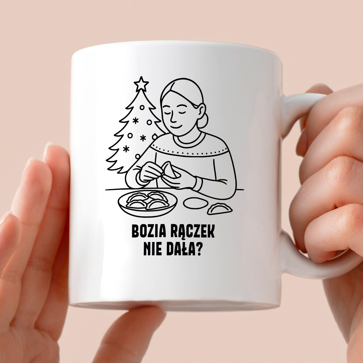 Kubek świąteczny z cytatem MAMY - "Bozia rączek nie dała?"