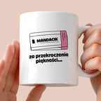 Kubek z nadrukiem "Mandacik za przekroczenie prędkości"