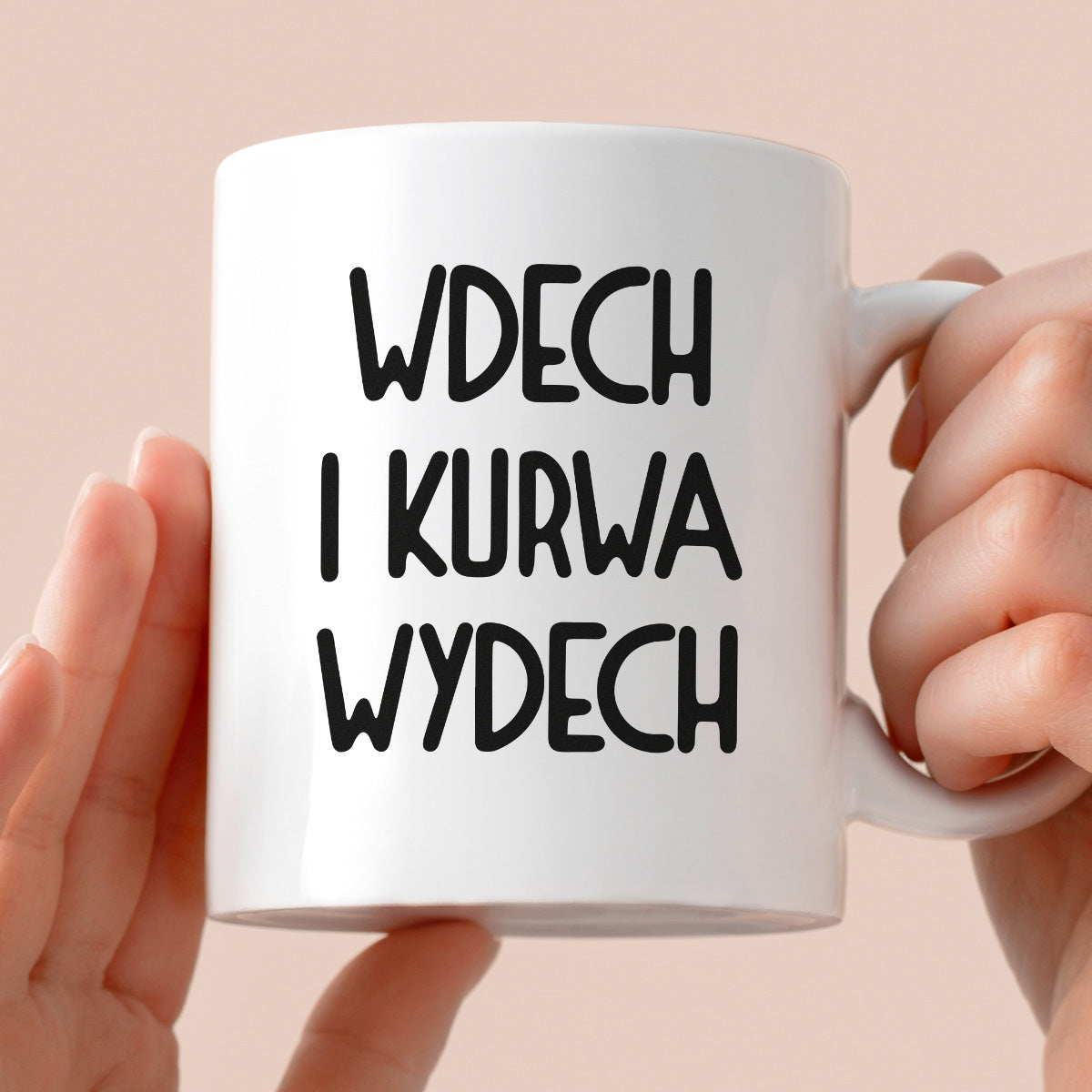 Kubek z nadrukiem "Wdech i kurwa wydech"