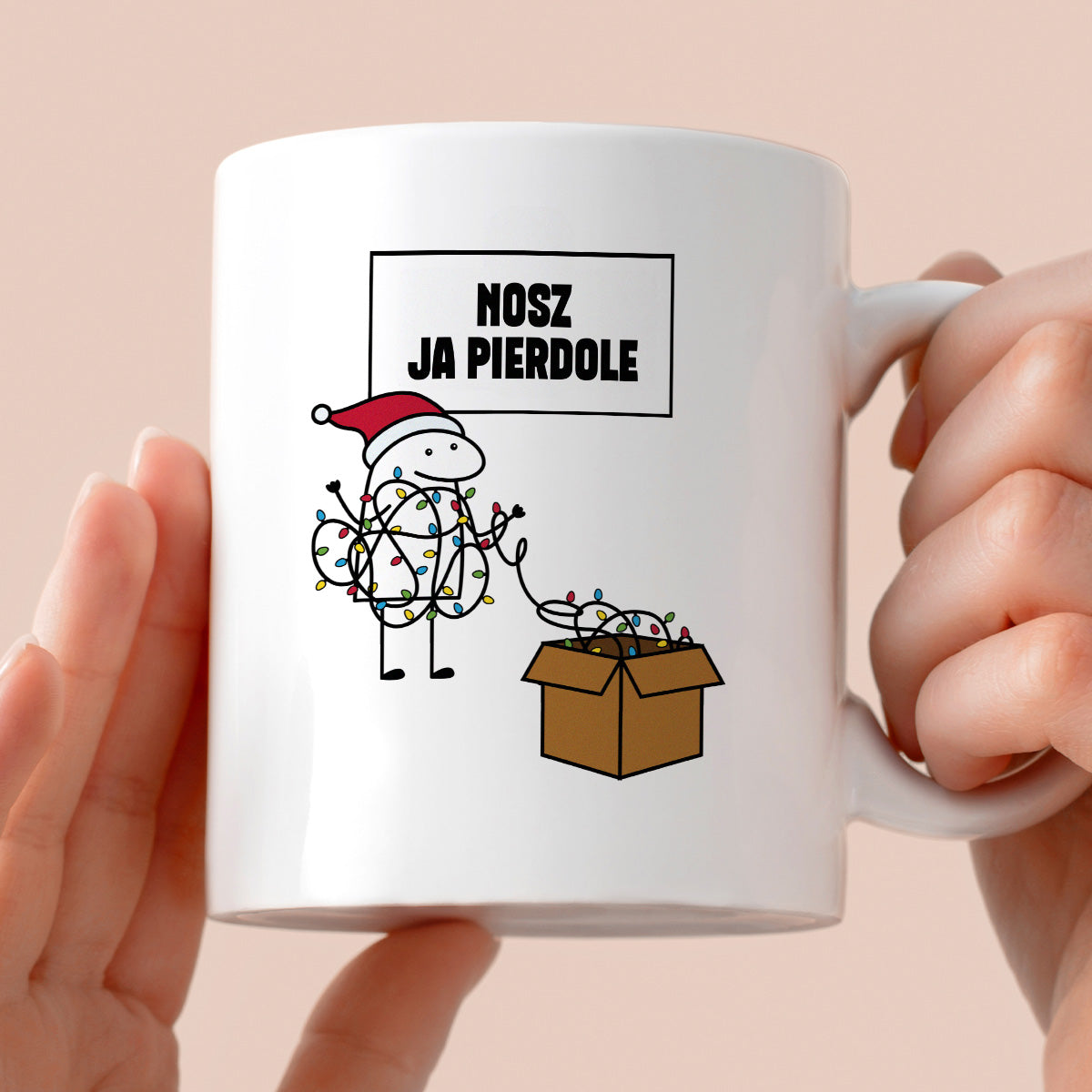 Kubek świąteczny mem "Nosz ja pierdole"