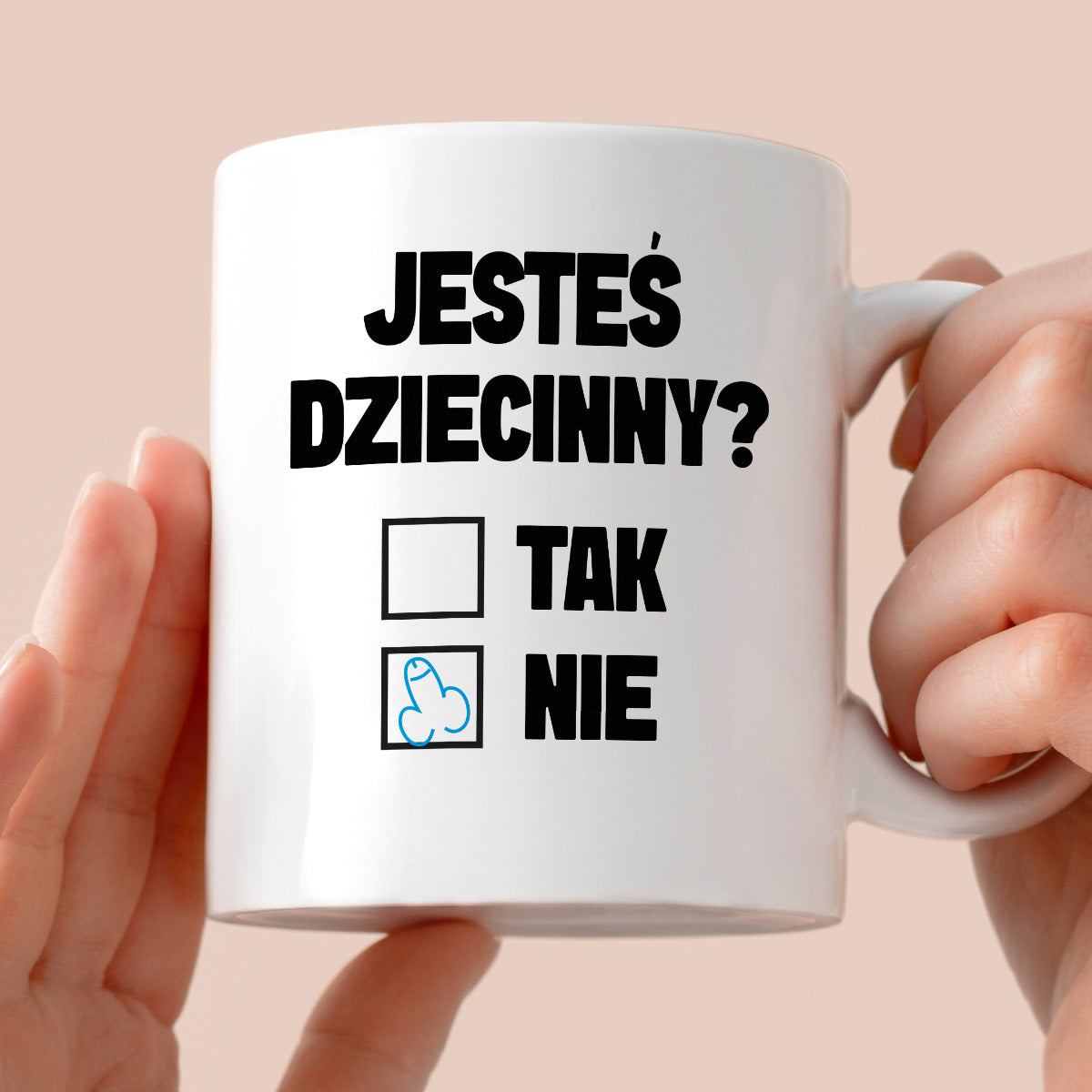 Kubek z nadrukiem "Jesteś dziecinny?"