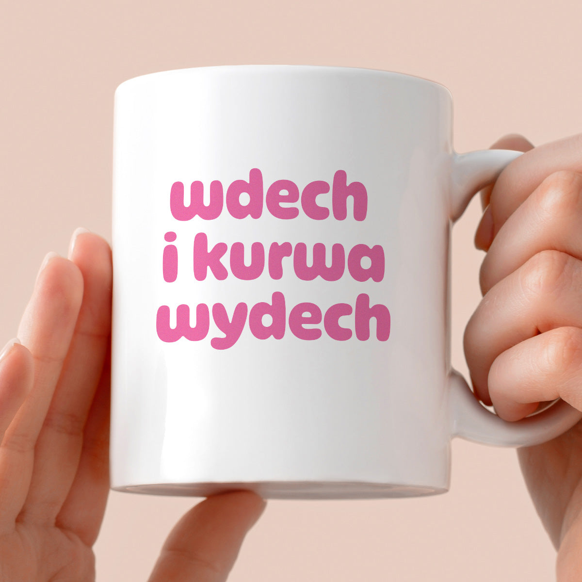 Kubek z nadrukiem "wdech i kurwa wydech" v2