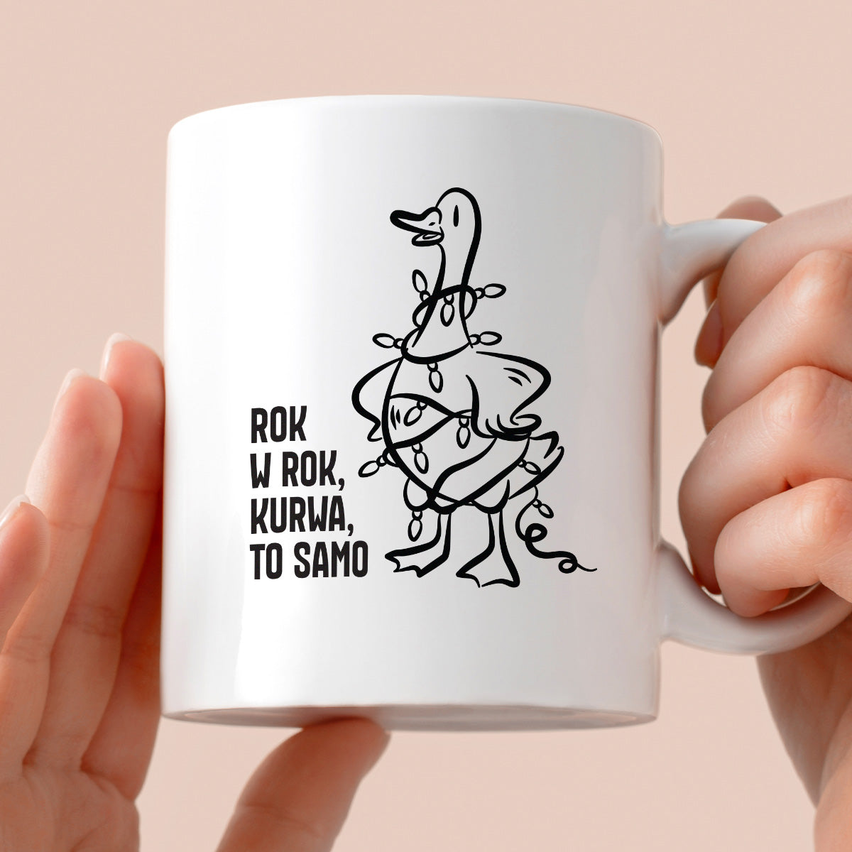 Kubek świąteczny z GĄSKĄ - "ROK W ROK, KURWA, TO SAMO"