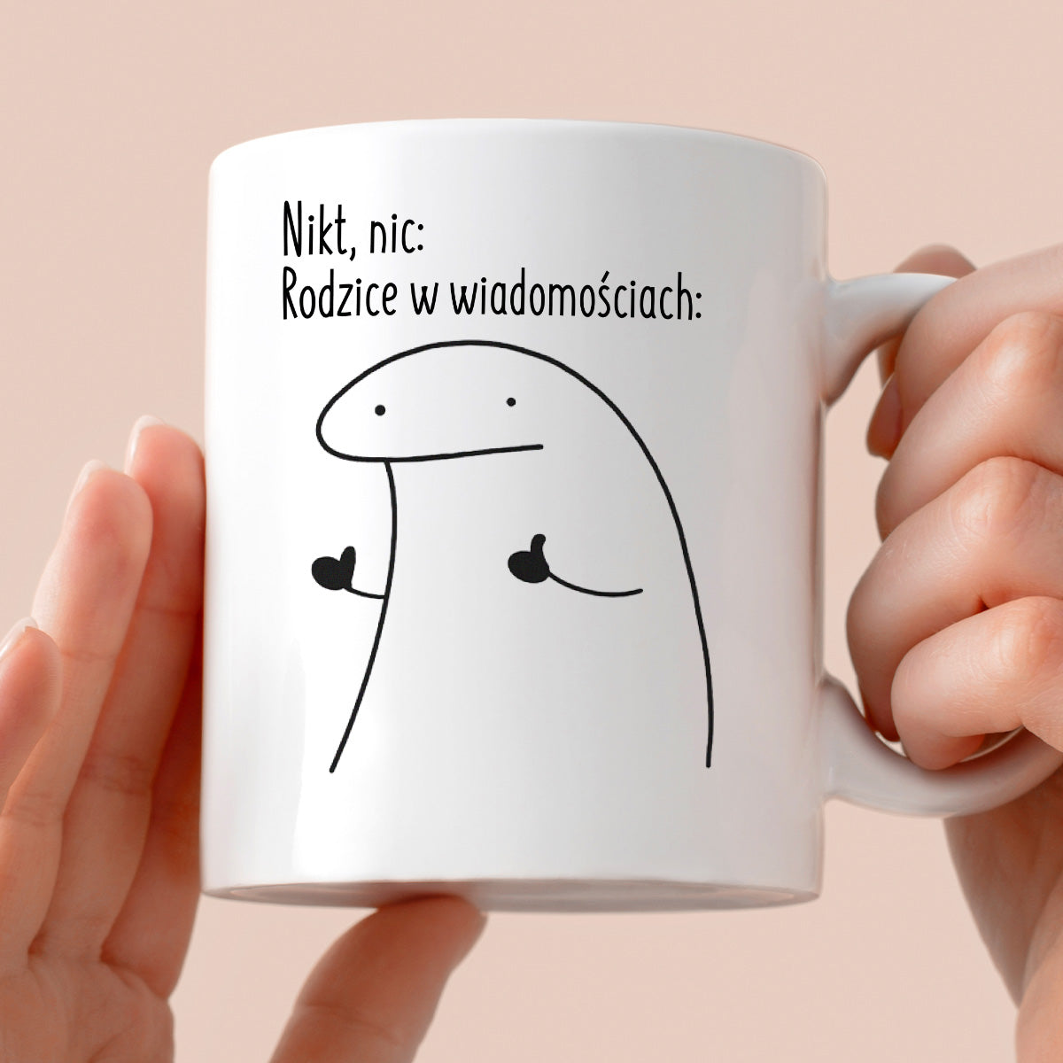 Kubek z nadrukiem "Nikt, nic: Rodzice w wiadomościach:"