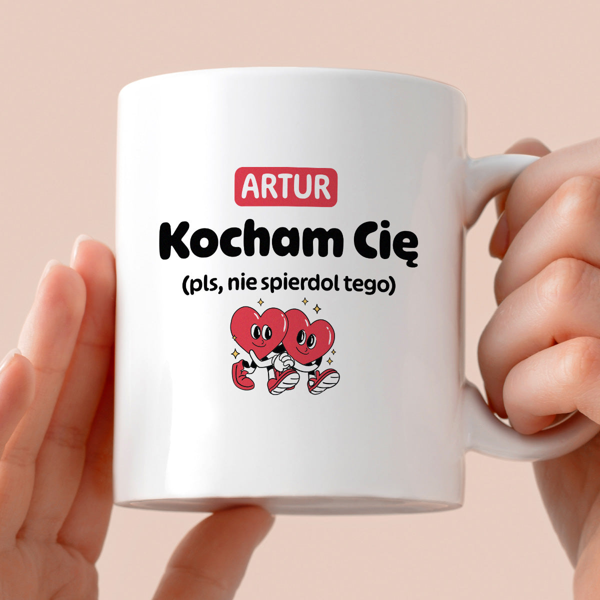 Kubek spersonalizowany z IMIENIEM "Kocham Cię (pls, nie spierdol tego)" I
