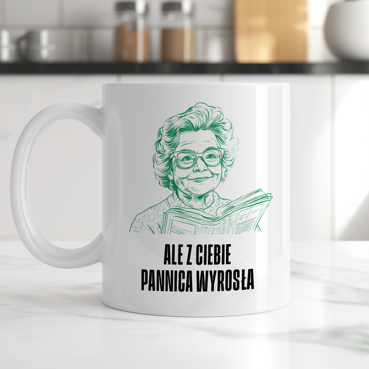 Kubek świąteczny z cytatem Babci "Ale z Ciebie Pannica wyrosła"