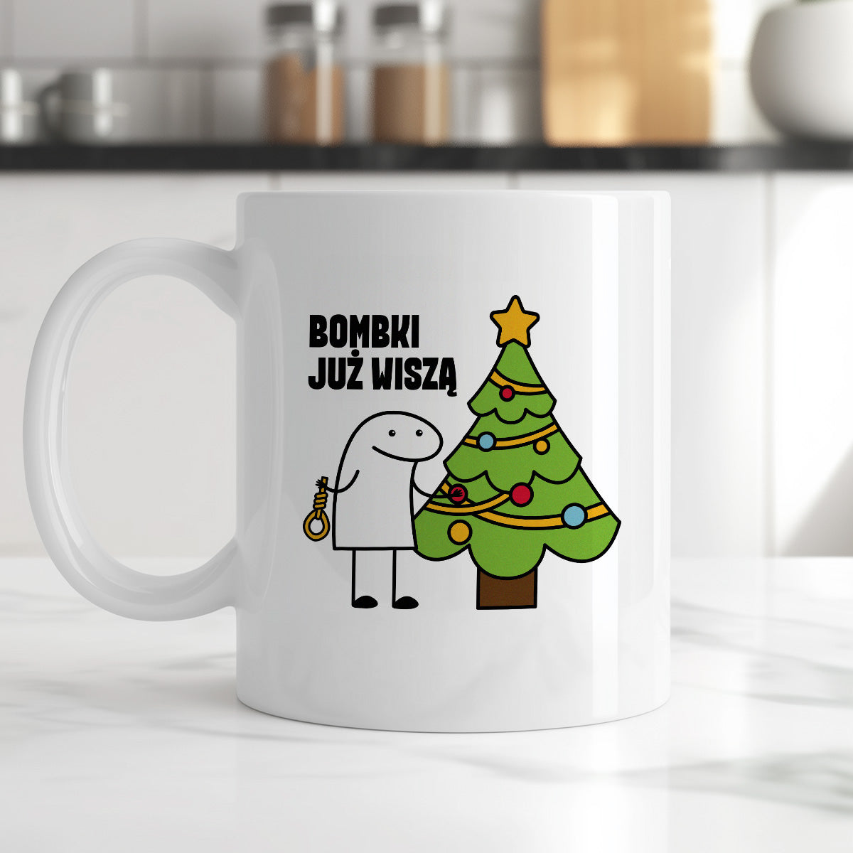 Kubek świąteczny mem "Bombki już wiszą"