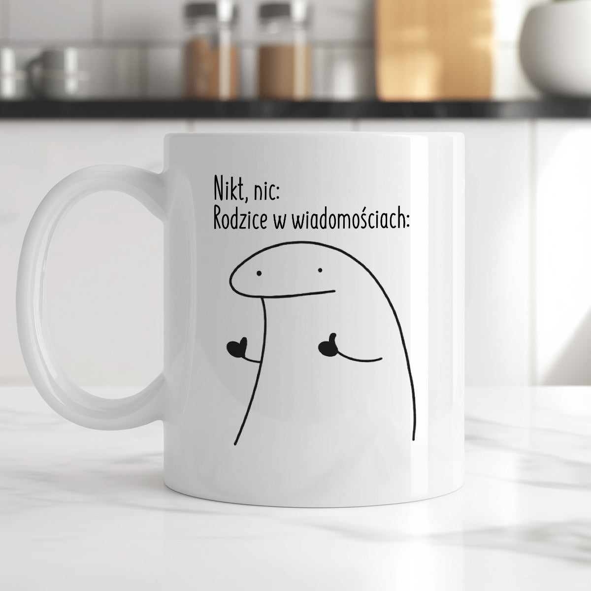 Kubek z nadrukiem "Nikt, nic: Rodzice w wiadomościach:"