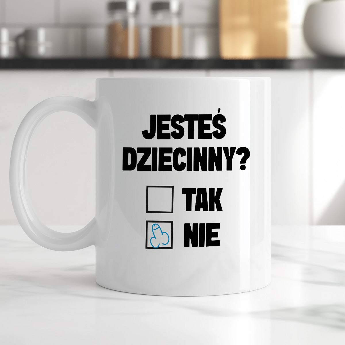 Kubek z nadrukiem "Jesteś dziecinny?"