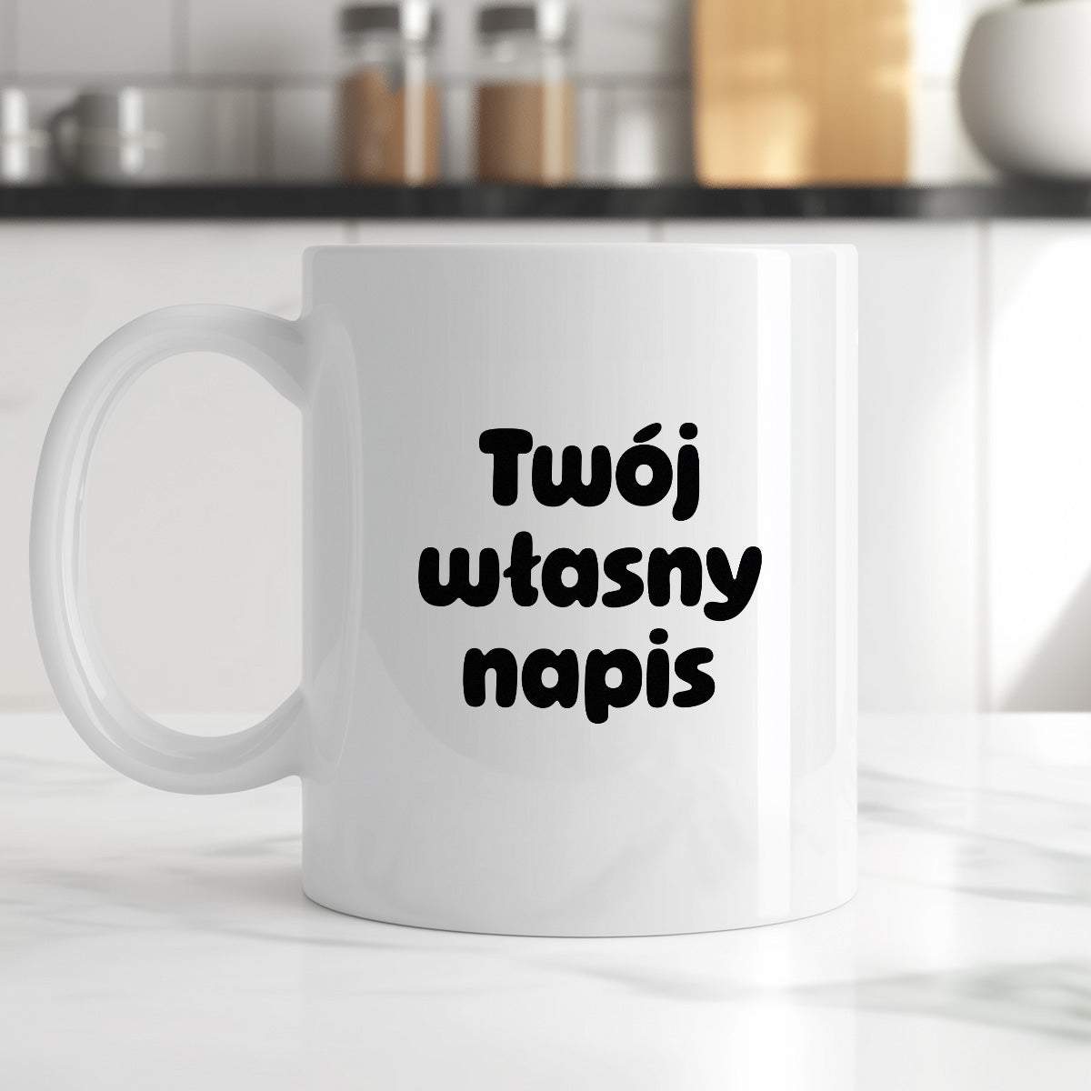 Kubek spersonalizowany z własnym napisem III - CZARNY NAPIS