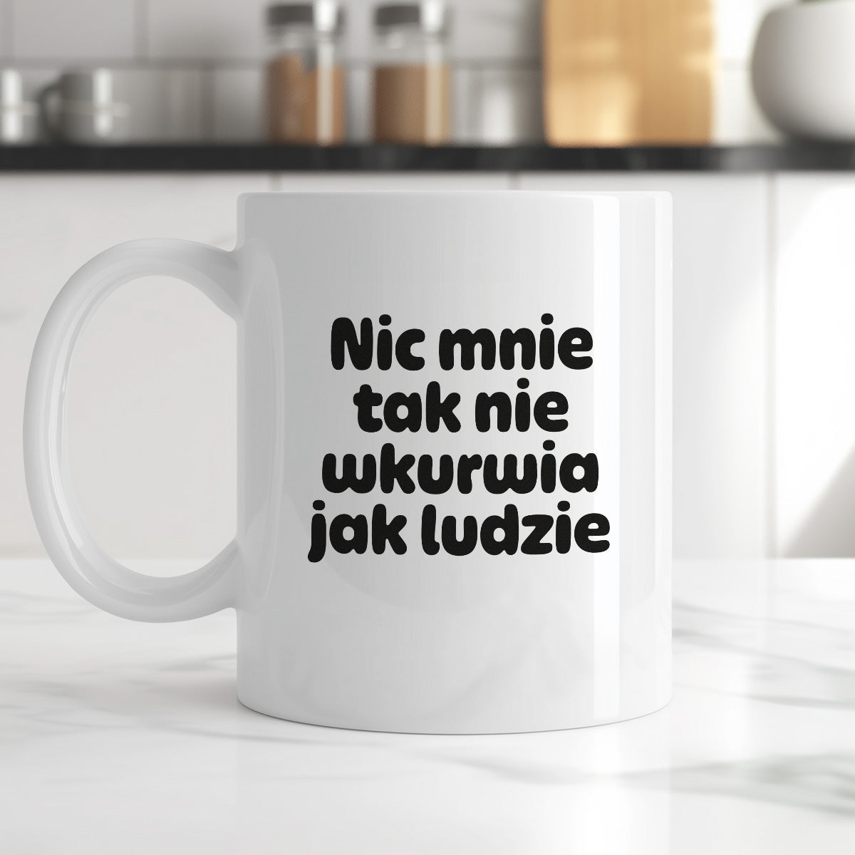 Kubek z nadrukiem - "Nic mnie tak nie wkurwia jak ludzie"