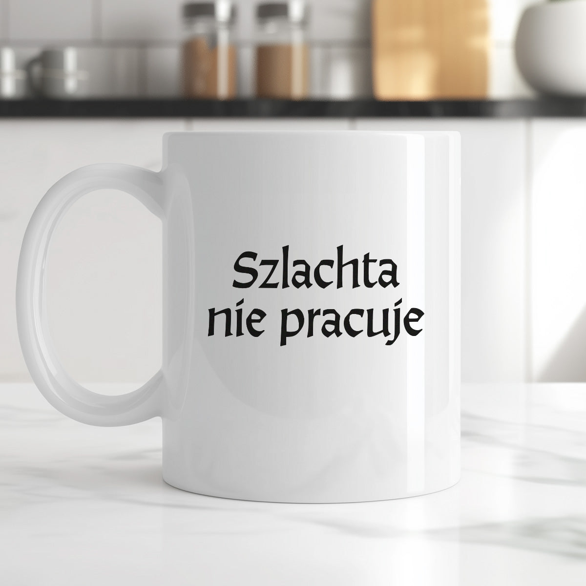 Kubek z nadrukiem "Szlachta nie pracuje" v2