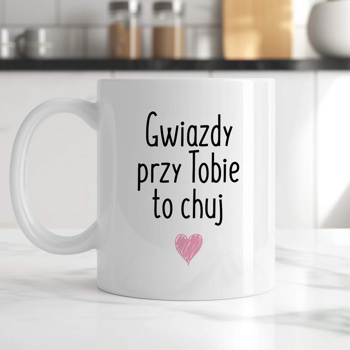Kubek z nadrukiem "Gwiazdy przy Tobie to chuj"