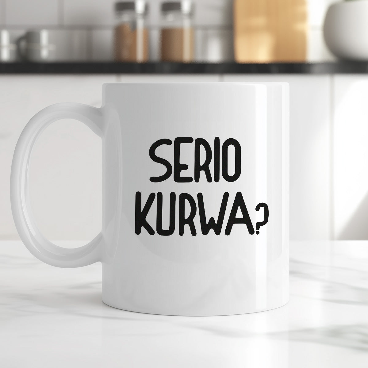 Kubek z nadrukiem "Serio kurwa?"